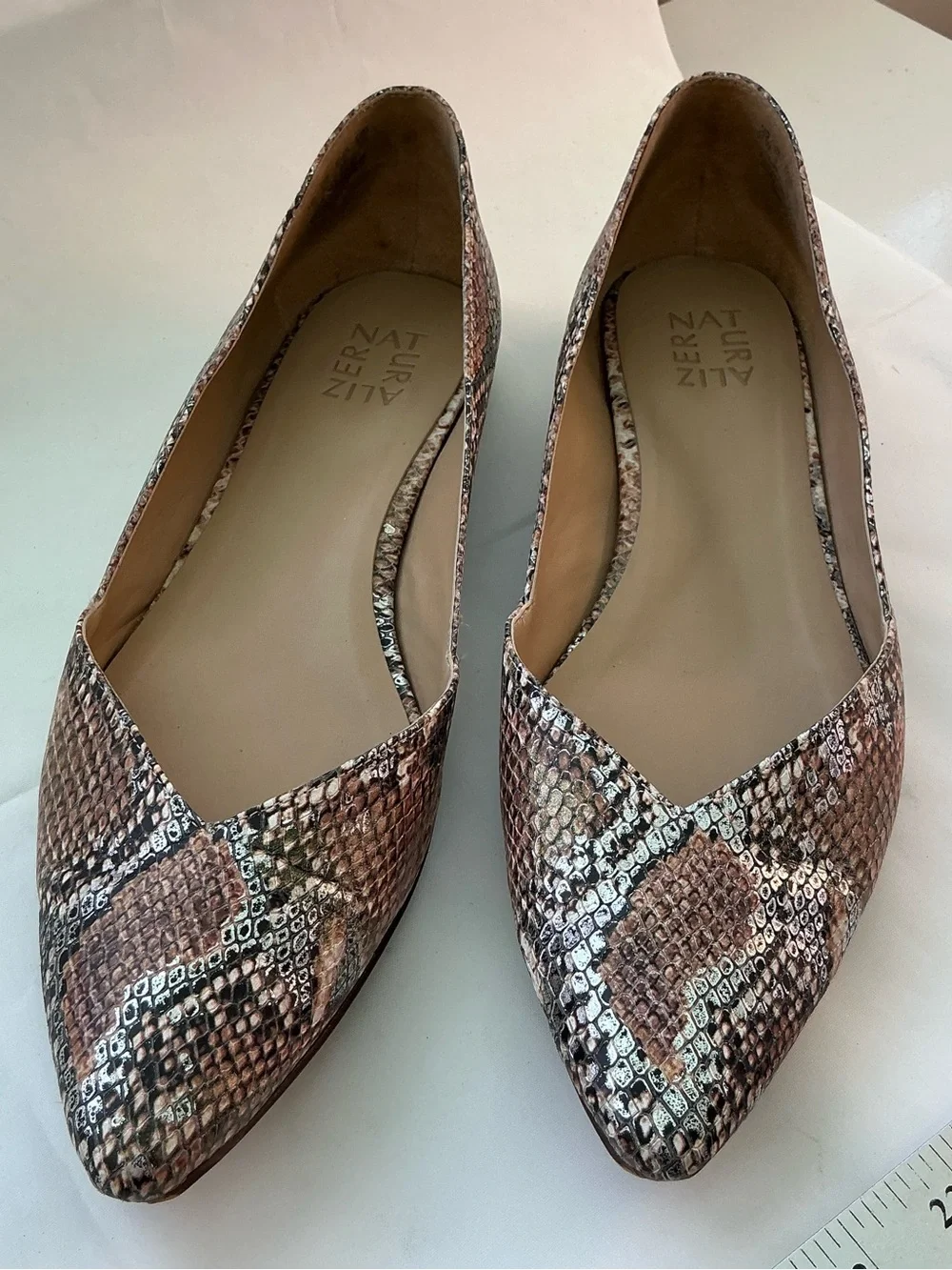 Naturalizer Havana Leather Pointed Toe Pointed Toe Flats in Brown Snake Print